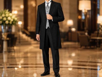 結婚式場でフロックコートを着用している男性