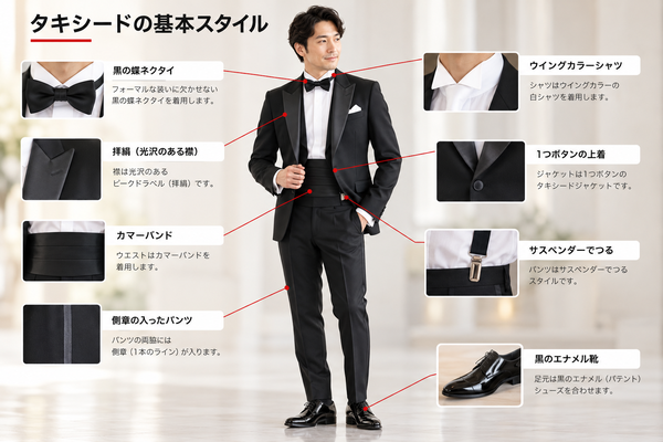 タキシードの基本スタイル表